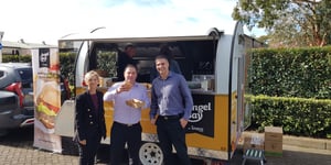 Angel Bay staff visiting Bidfood Botany with the Angel Bay trailer.