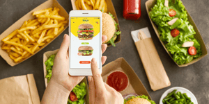 App for ordering food that is showing a burger order.